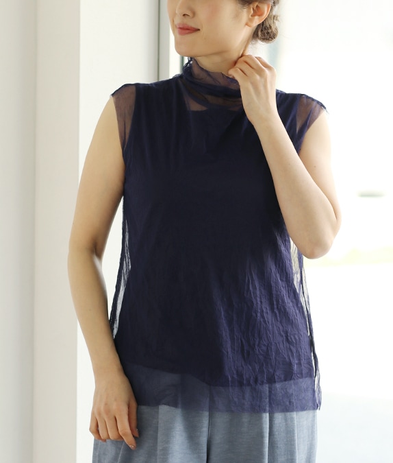 【SALE50%OFF】異素材コンビトップス