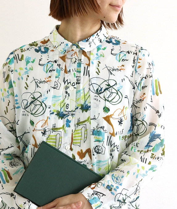 【1/14(水)10時～1/26(月)13時迄優待価格15％OFF】らくがきプリントブラウス