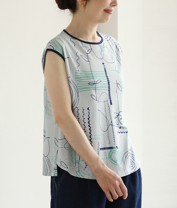 線描きプリントタンクトップ