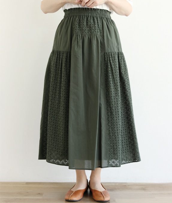 【7/10(金)10：00～◆再値下げSALE50%OFF】レース合わせティアードスカート
