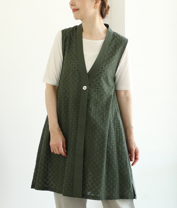 【SALE30%OFF】レース切替えジレ