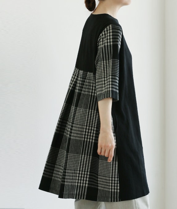 チェック楊柳チュニック