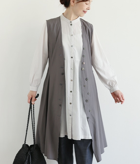 【SALE50%OFF】綿リヨセルロングベスト