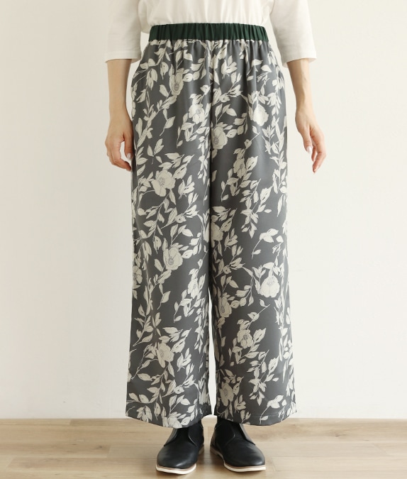【SALE50％OFF】フラワーサテンパンツ