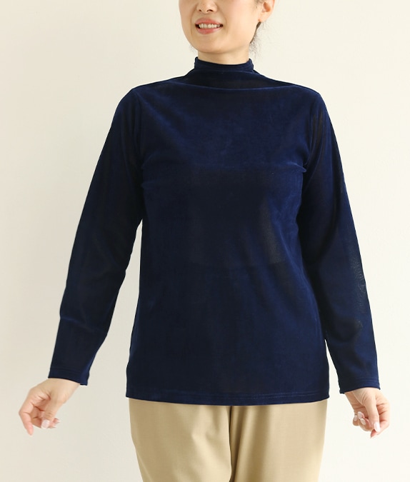 【SALE50%OFF】ベロア調フロッキーハイネックプルオーバー