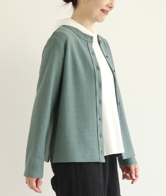 【クリアランスSALE20%OFF】ニット風配色ステッチカーディガン