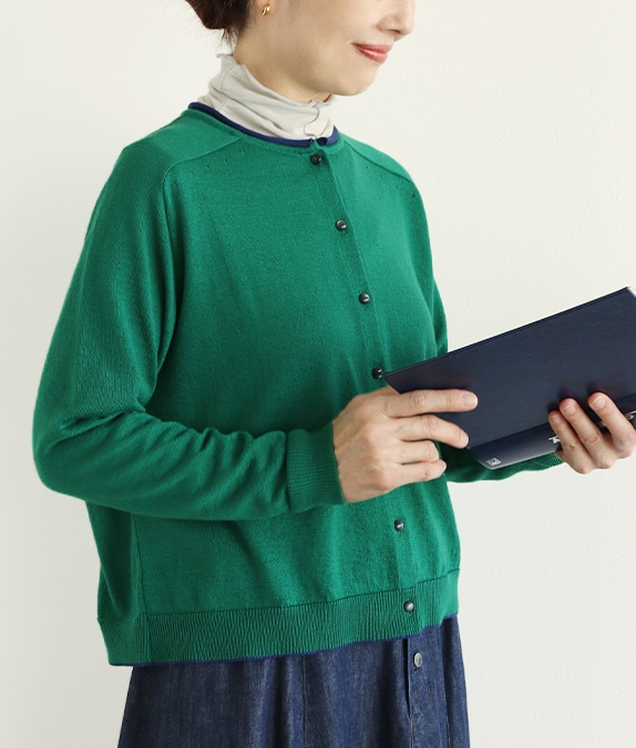 【SALE20%OFF】配色ニットカーディガン