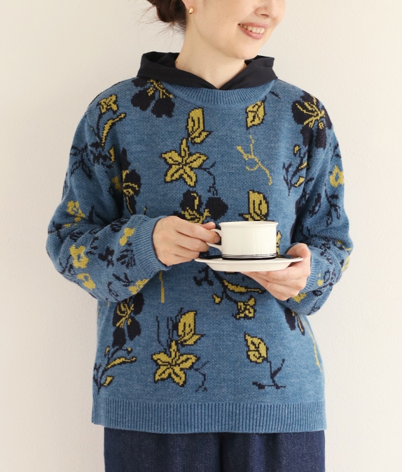 【SALE30%OFF】フラワージャカードセーター