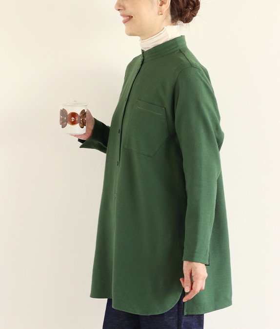 【SALE40％OFF】配色ステッチロングブラウス