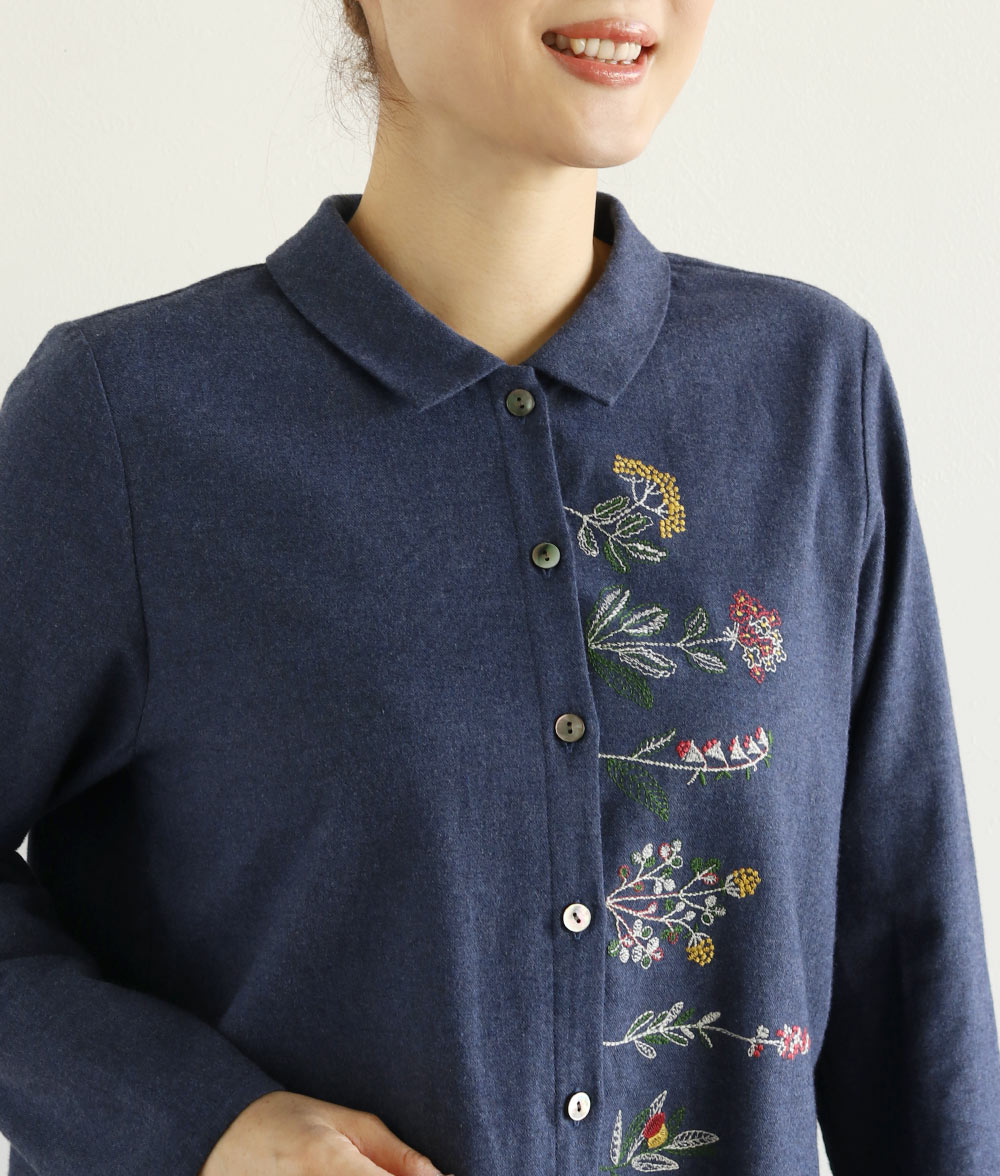 【1/14(水)10時～1/26(月)13時迄優待価格15％OFF】草花刺繍ブラウス