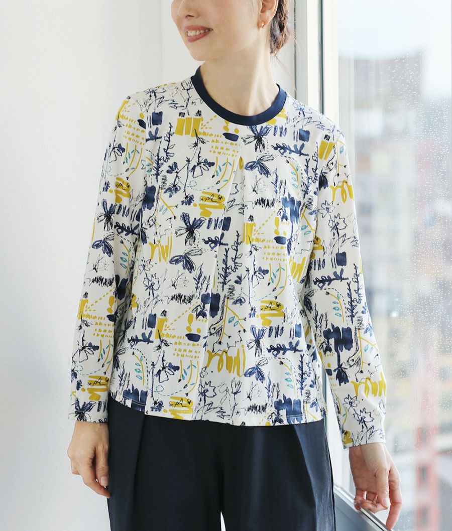 幾何学柄プルオーバー