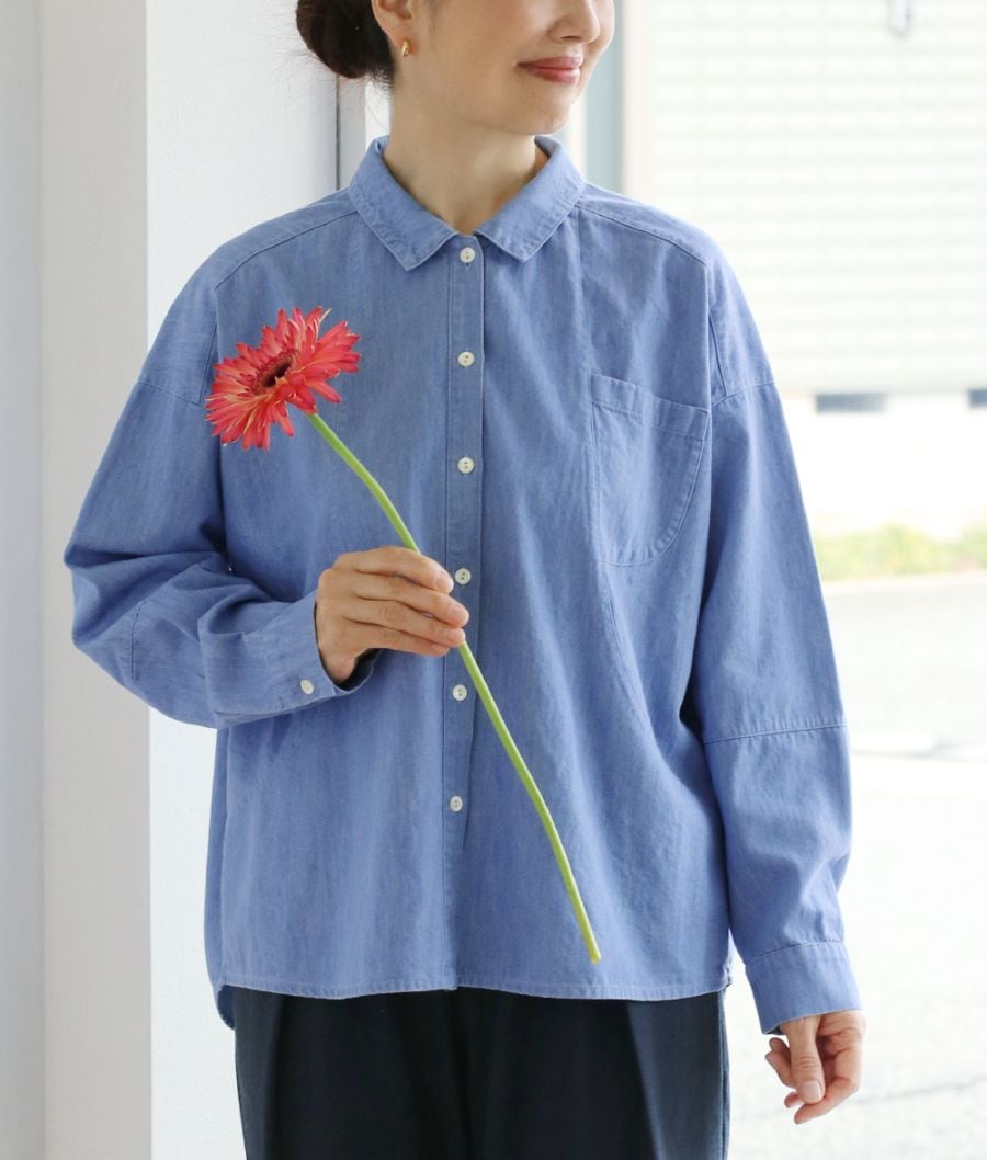 スラブデニムブラウス