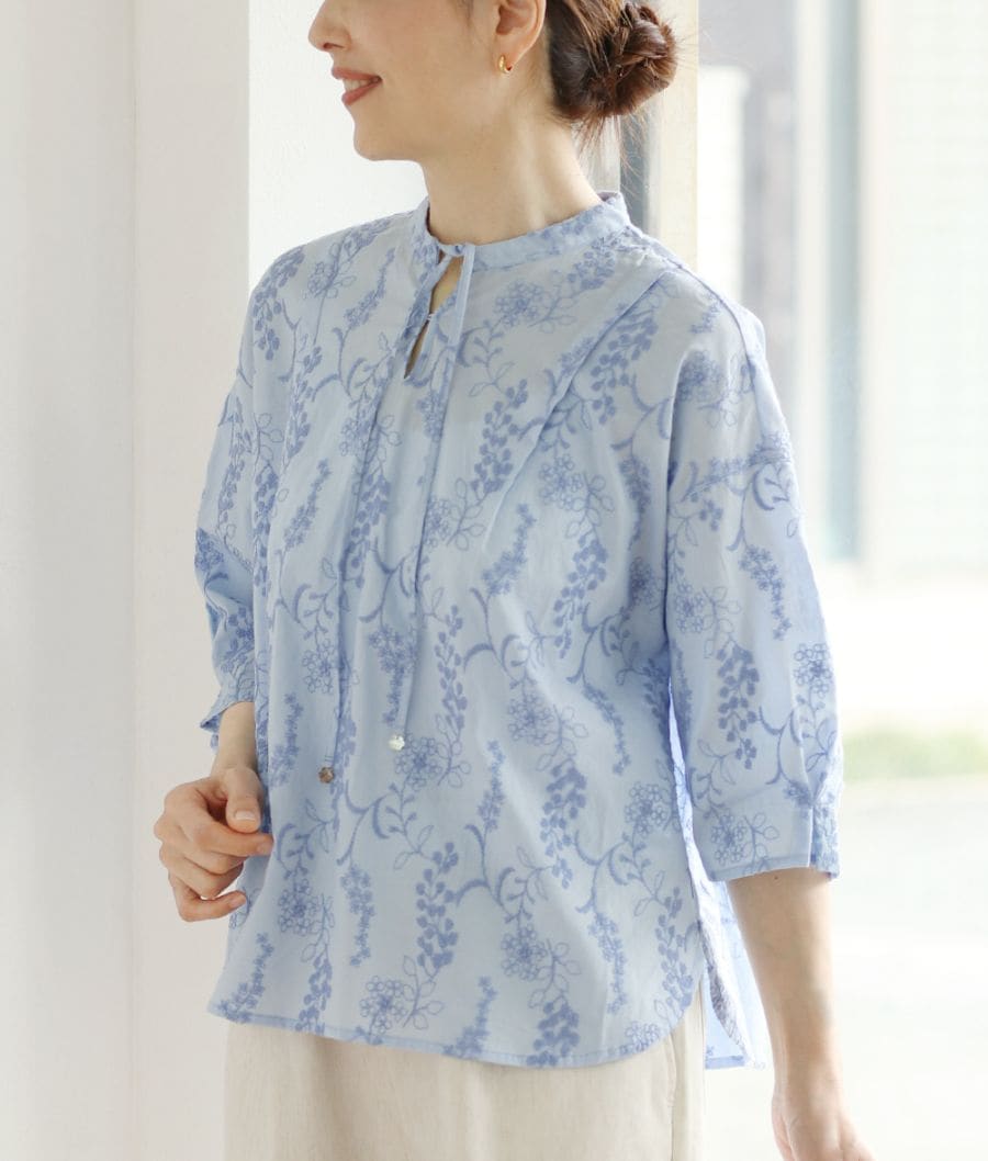 ライラックレースブラウス