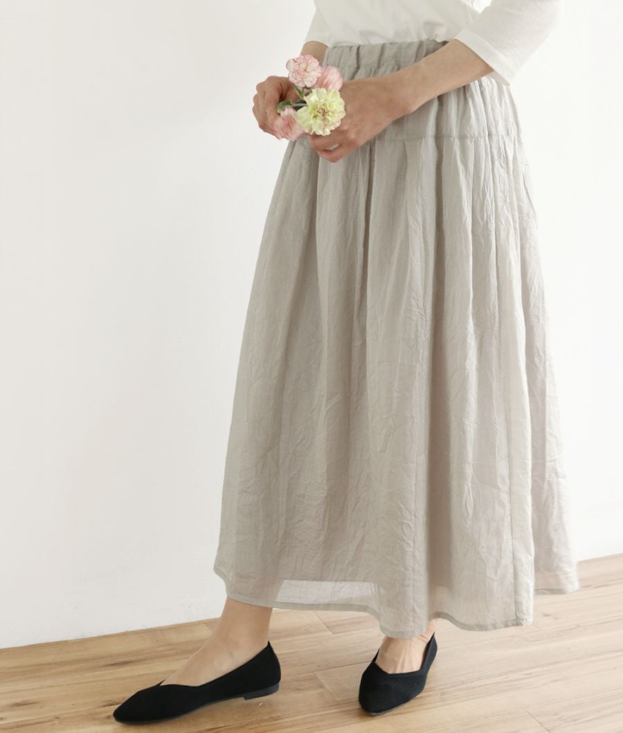 【SALE20%OFF】綿＆麻ワッシャースカート