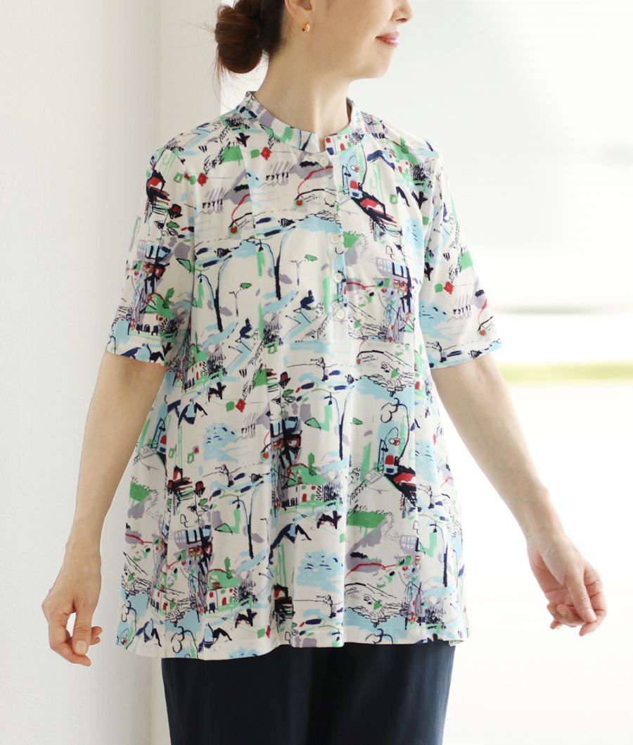 【7/10(金)10：00～◆再値下げSALE30%OFF】風景画スケッチチュニック