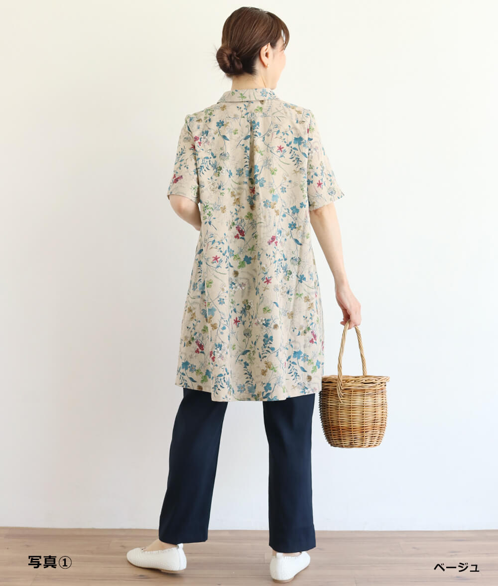 【SALE20%OFF】野花柄フレアーチュニック