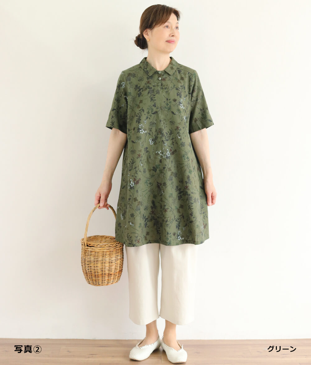 【SALE20%OFF】野花柄フレアーチュニック
