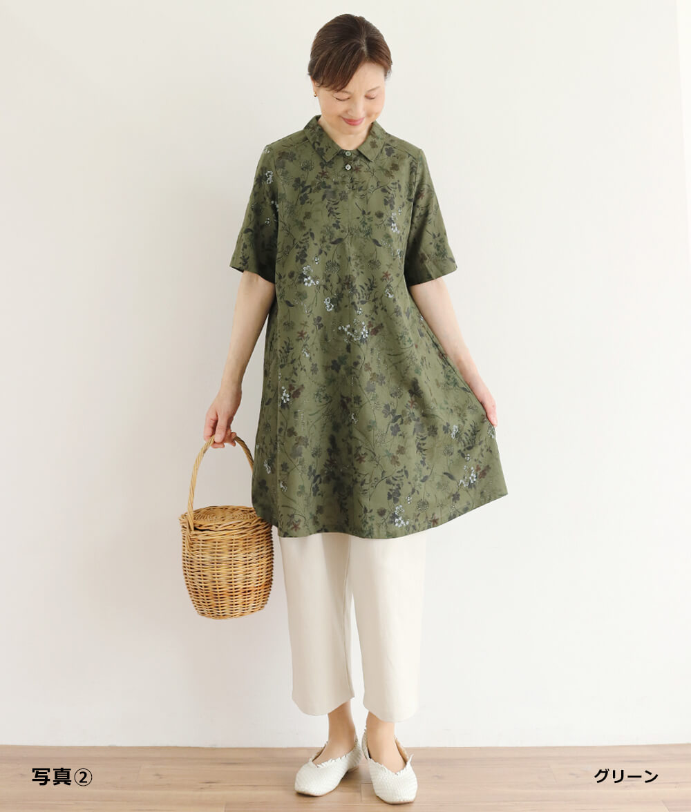 【SALE20%OFF】野花柄フレアーチュニック