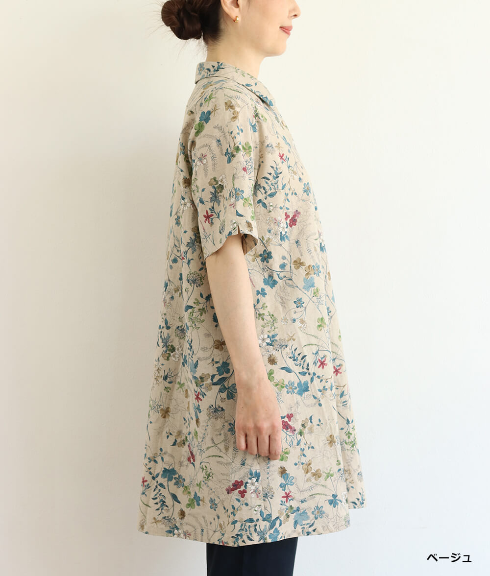 野花柄フレアーチュニックl 50代・60代からの婦人服 オルウェイズ公式