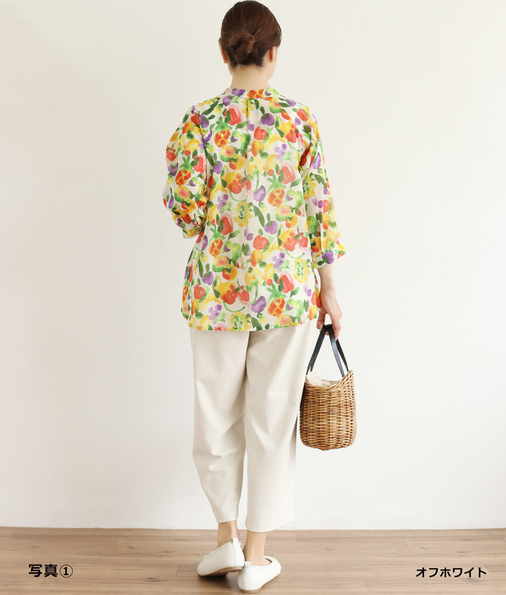 【SALE30%OFF】水彩フラワーシフォンブラウス