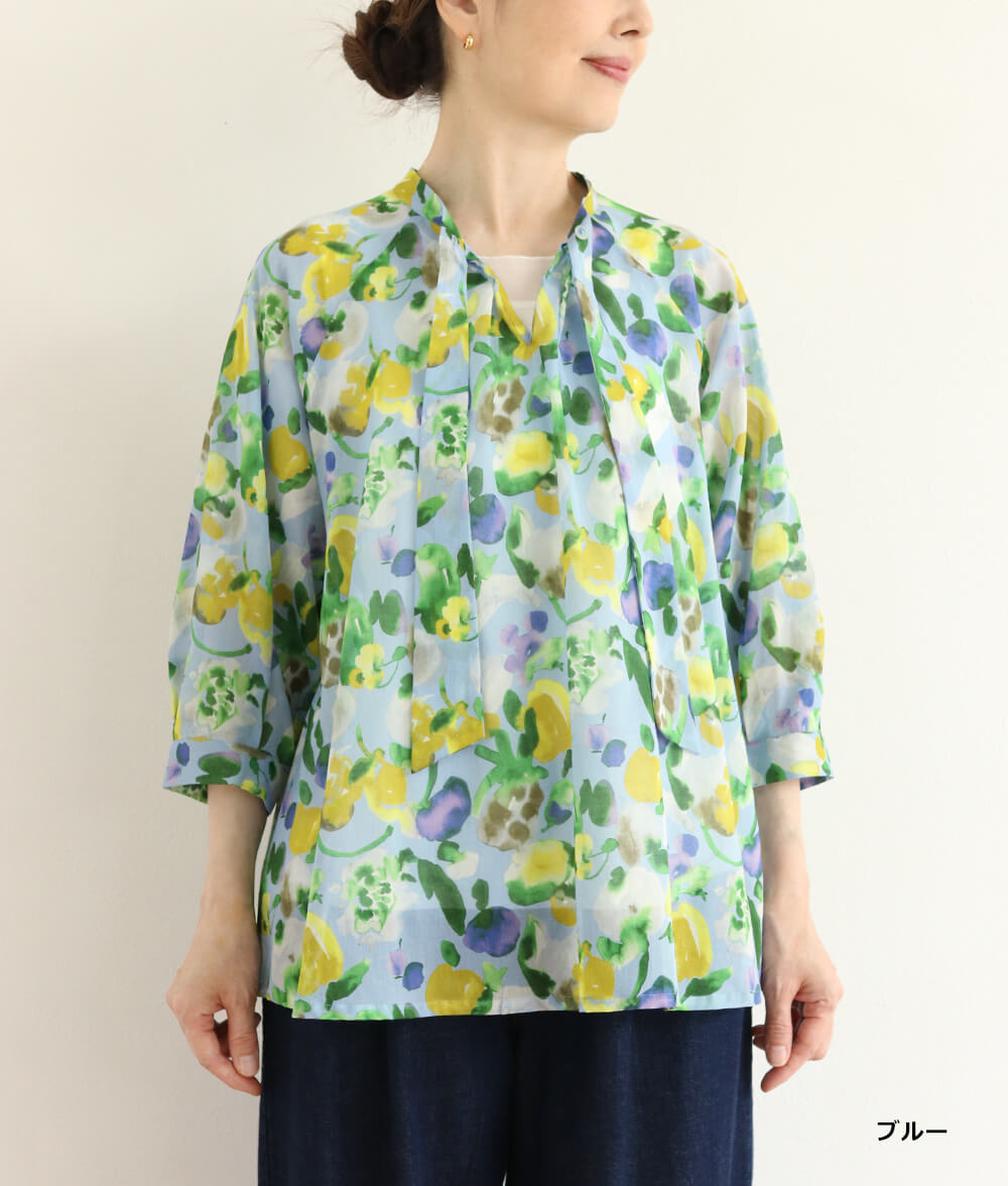 【SALE30%OFF】水彩フラワーシフォンブラウス