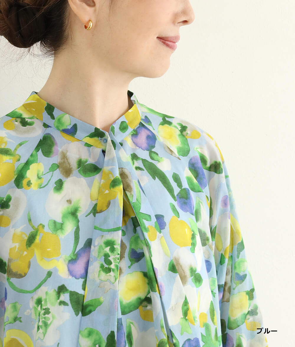 【SALE30%OFF】水彩フラワーシフォンブラウス