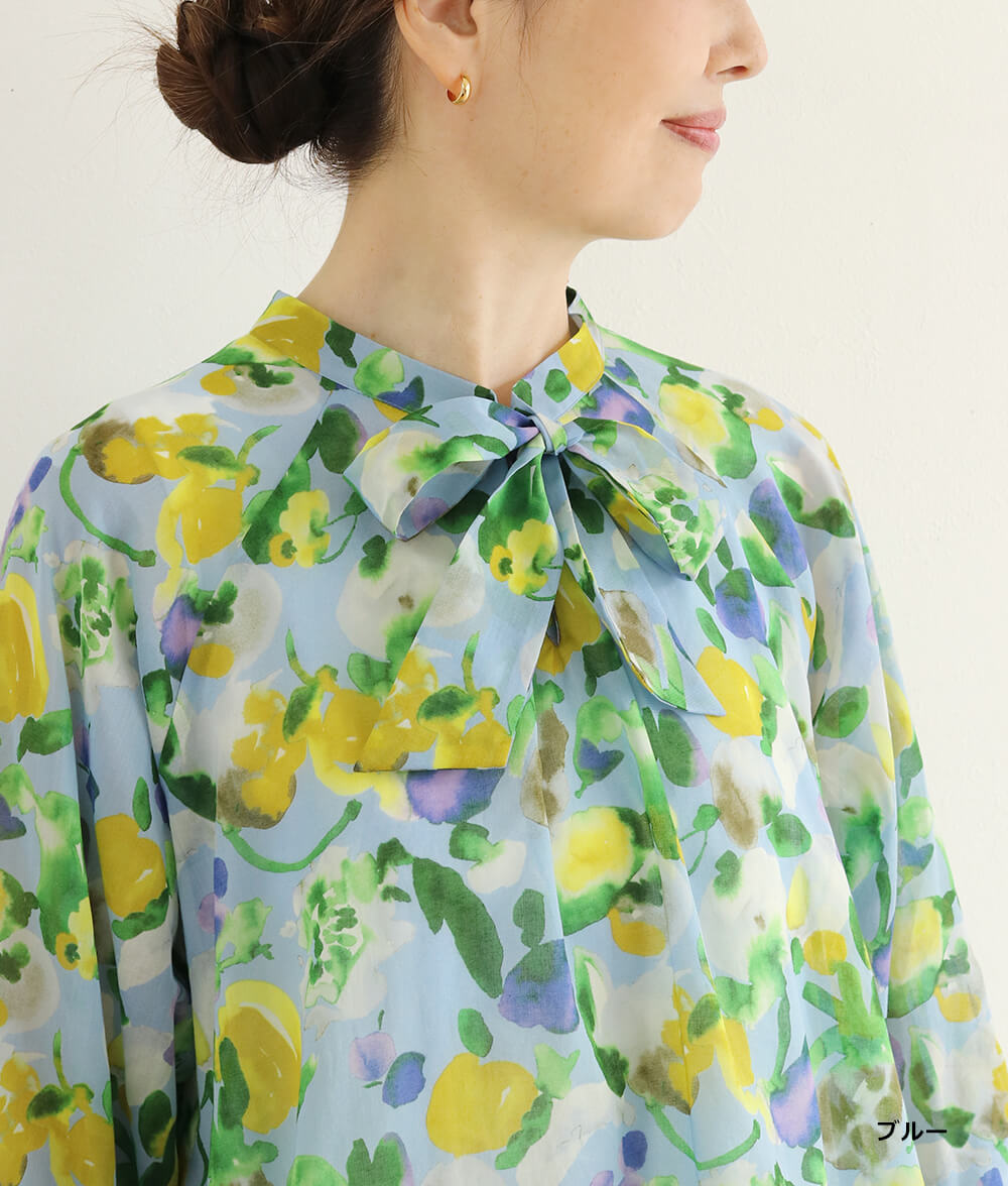 【SALE30%OFF】水彩フラワーシフォンブラウス