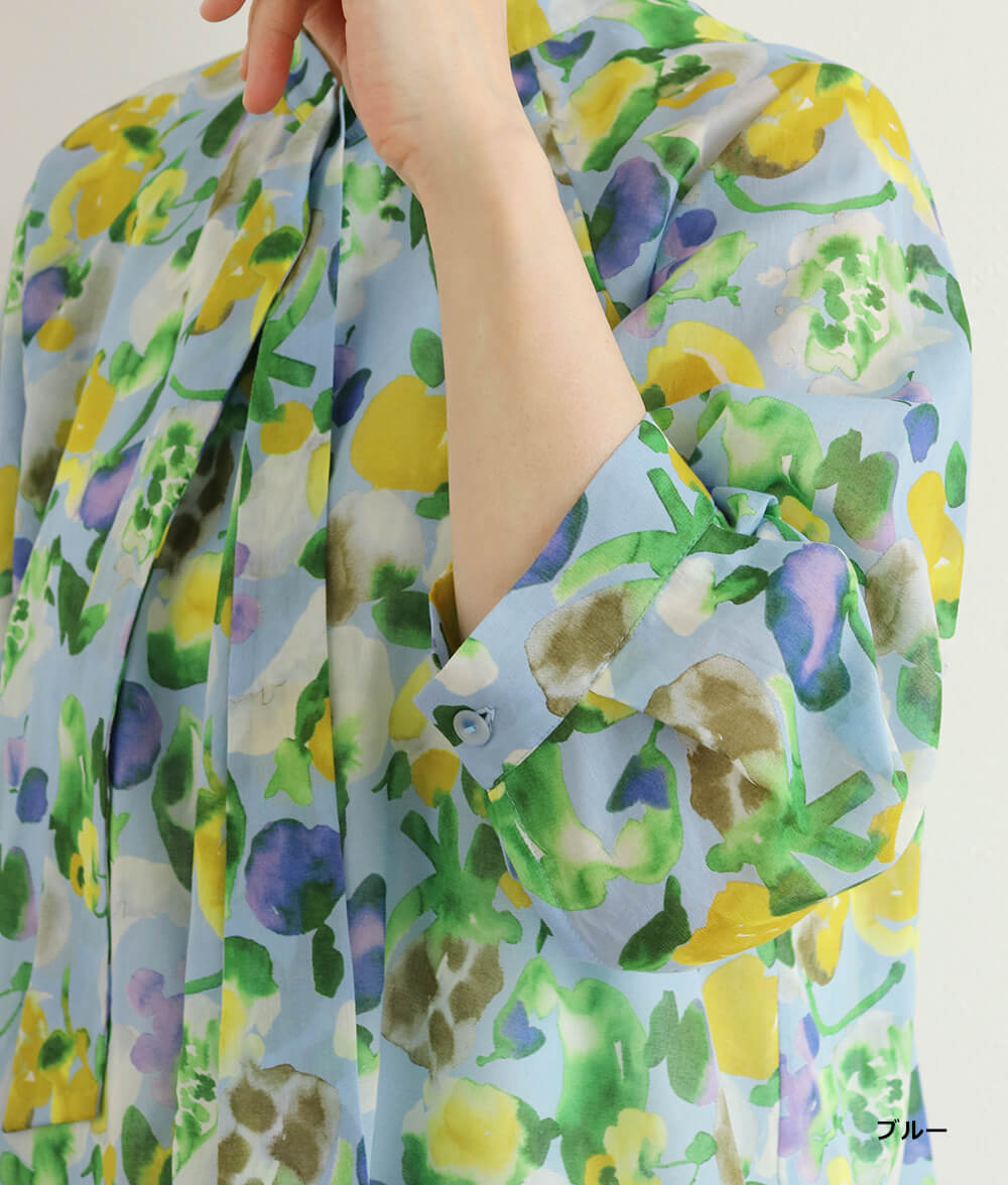 【SALE30%OFF】水彩フラワーシフォンブラウス