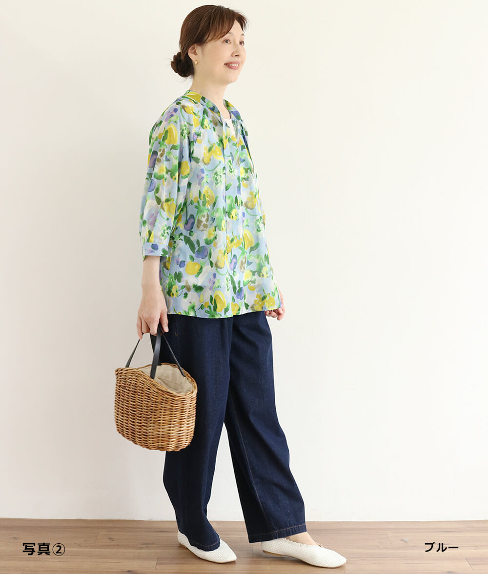 【SALE30%OFF】水彩フラワーシフォンブラウス
