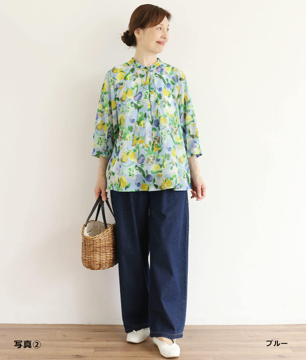 【SALE30%OFF】水彩フラワーシフォンブラウス