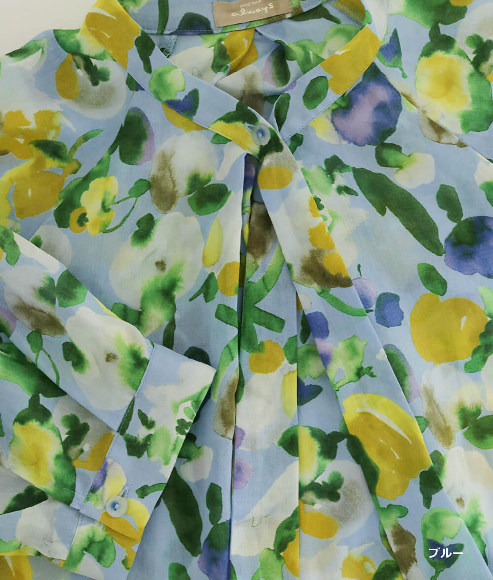 【SALE30%OFF】水彩フラワーシフォンブラウス