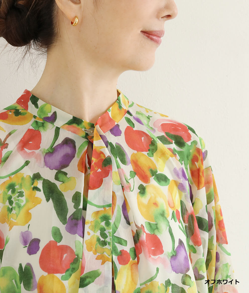 【SALE30%OFF】水彩フラワーシフォンブラウス