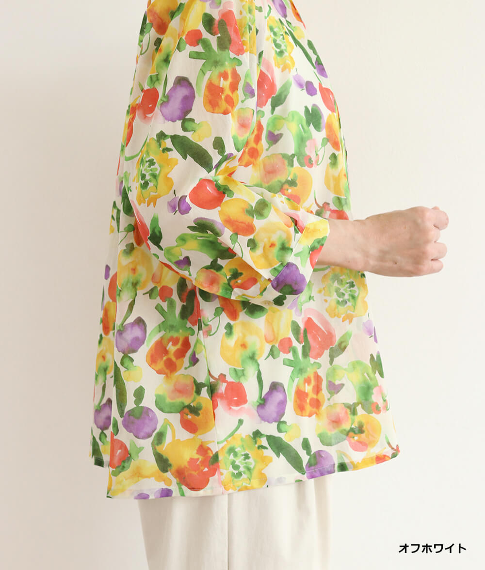 【SALE30%OFF】水彩フラワーシフォンブラウス