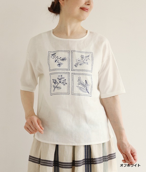 フラワー切手刺繍プルオーバーl 50代・60代からの婦人服 オルウェイズ 