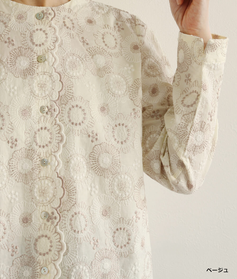 スカラップレースブラウス