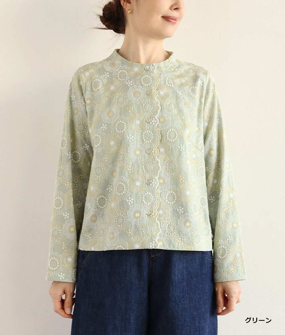 スカラップレースブラウス