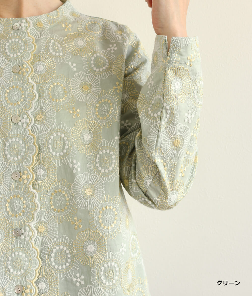 スカラップレースブラウス