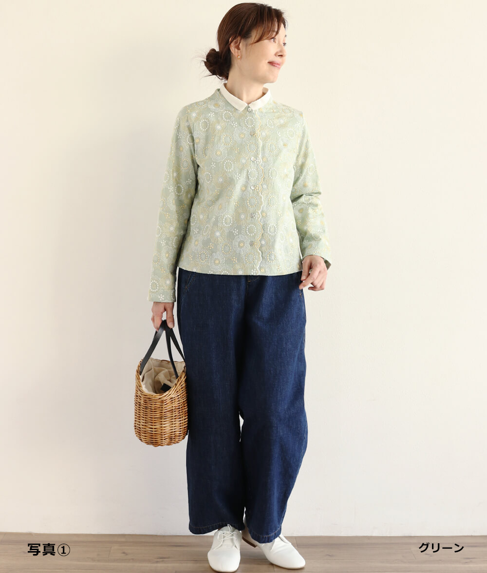 スカラップレースブラウス