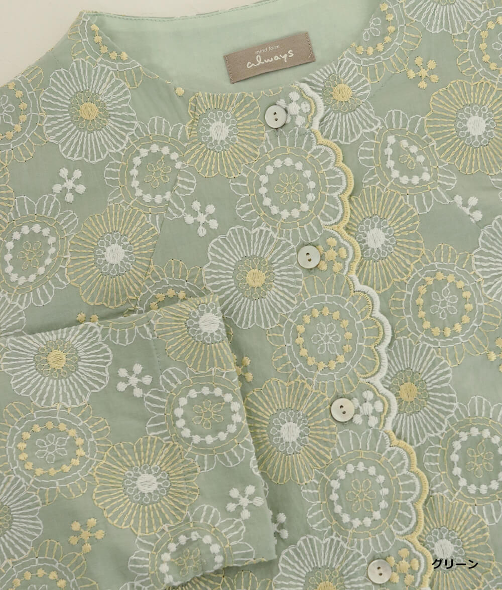 スカラップレースブラウス