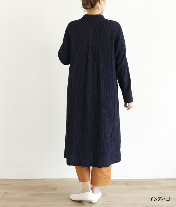 ダブルガーゼインディゴワンピース l 50代・60代からの婦人服
