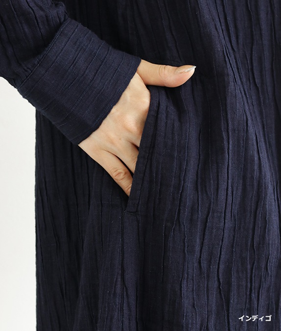 【SALE20%OFF】ダブルガーゼインディゴワンピース