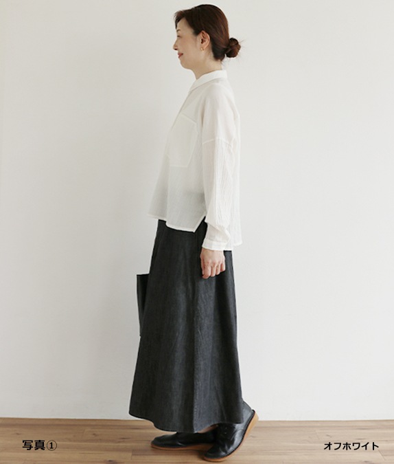 【SALE30%OFF】シャーリングコットンブラウス