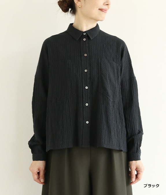 【SALE30%OFF】シャーリングコットンブラウス