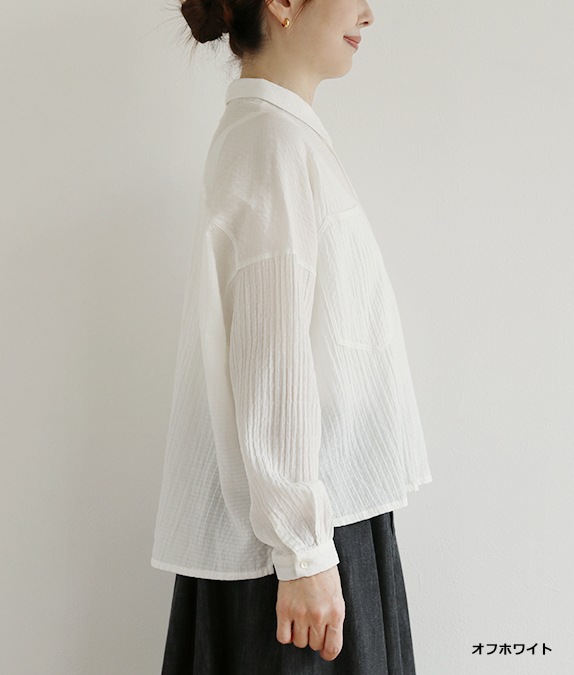 【SALE30%OFF】シャーリングコットンブラウス