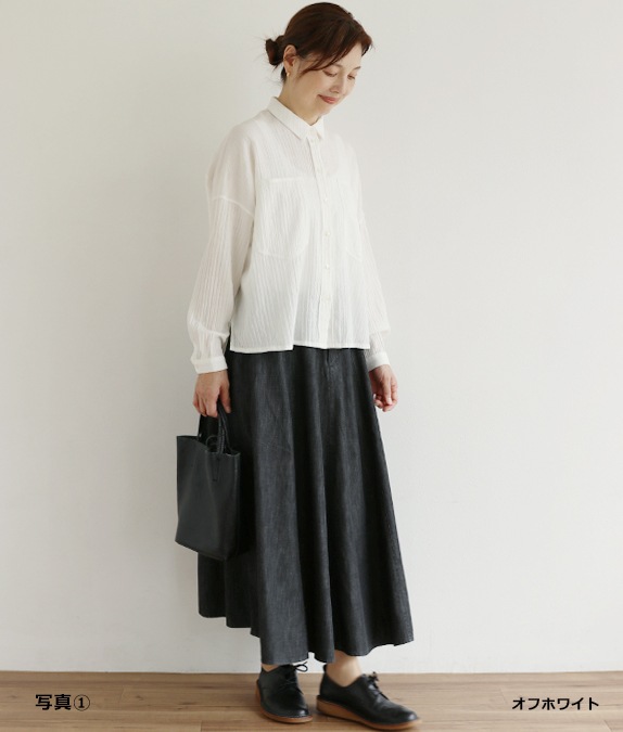 【SALE30%OFF】シャーリングコットンブラウス