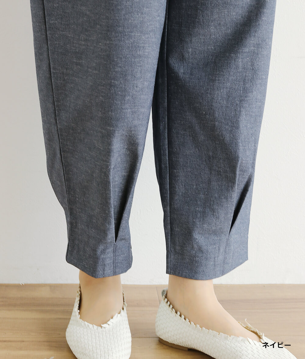 綿麻オックス裾タックパンツl 50代・60代からの婦人服 オルウェイズ