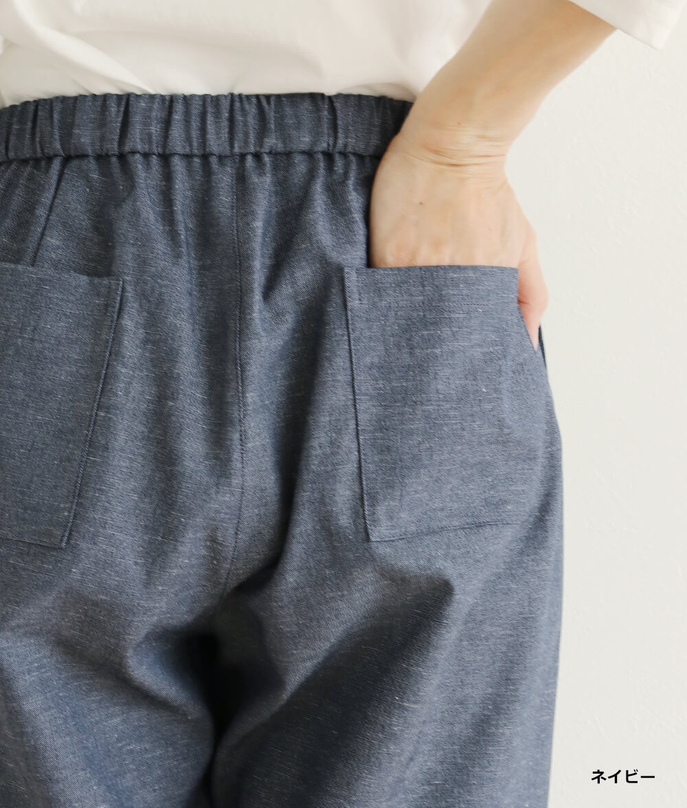 綿麻オックス裾タックパンツl 50代・60代からの婦人服 オルウェイズ