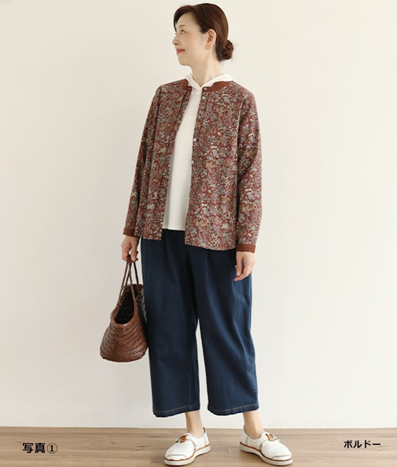 【SALE40％OFF】花と鳥のコーデュロイブラウス