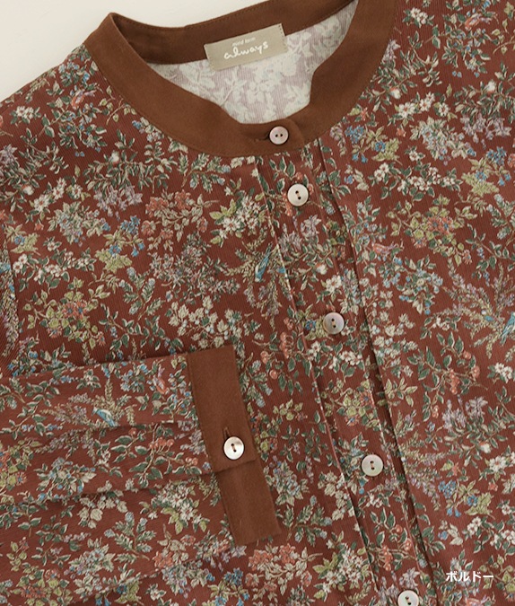 【SALE40％OFF】花と鳥のコーデュロイブラウス