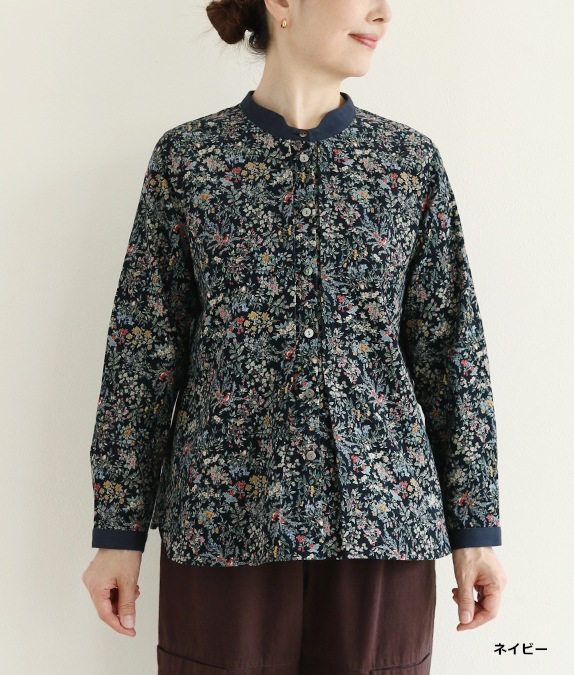【SALE40％OFF】花と鳥のコーデュロイブラウス